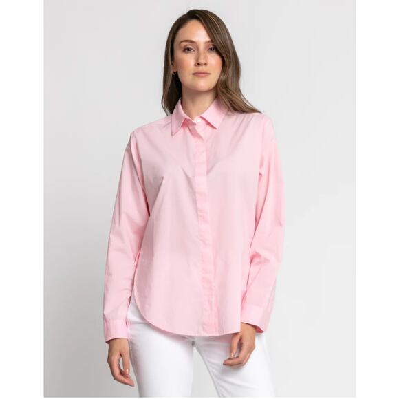 Hinson Wu Button Up Gemma Long Sleeve Garment Dyed Shirt Pink‎ Size M - Picture 1 of 11